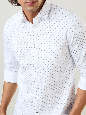 White Printed Shirt Tim Paris