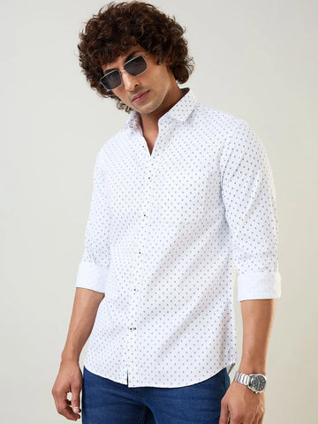 White Printed Shirt Tim Paris