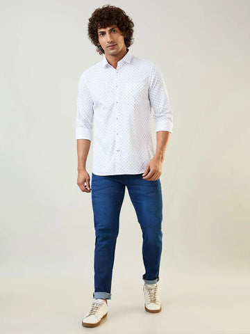 White Printed Shirt Tim Paris