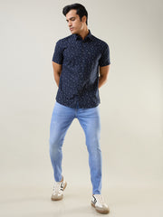 Navy Blue Printed Shirt