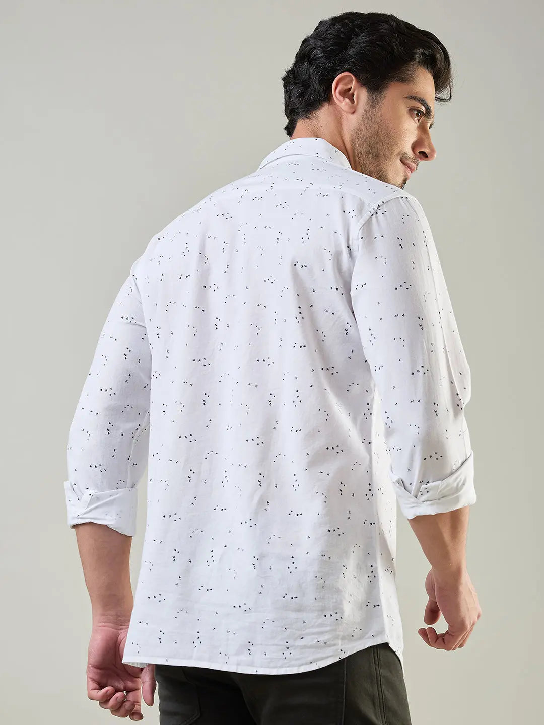 White Printed Regular Fit Shirt TIM PARIS