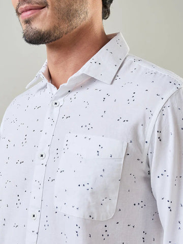 White Printed Regular Fit Shirt TIM PARIS
