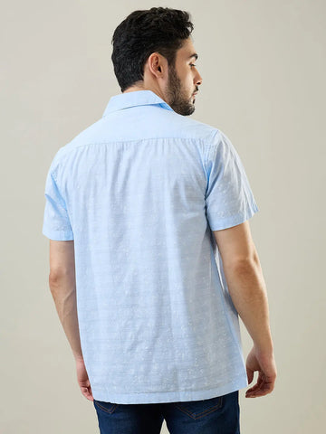 Blue Printed Relaxed Fit Shirt Tim Paris