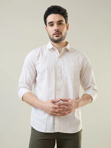 Brown Printed Regular Fit Shirt Tim Paris
