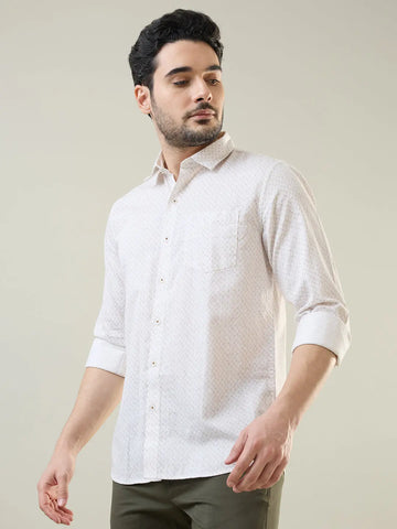 Brown Printed Regular Fit Shirt Tim Paris