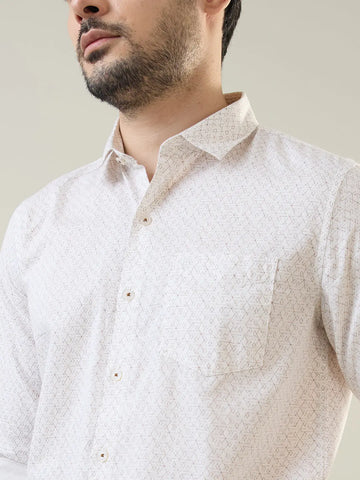 Brown Printed Regular Fit Shirt Tim Paris