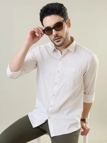 Brown Printed Regular Fit Shirt Tim Paris