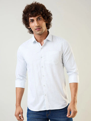 Teal Printed Regular Fit Shirt Tim Paris