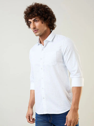 Teal Printed Regular Fit Shirt Tim Paris