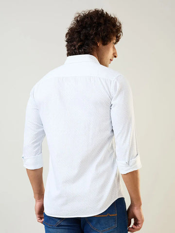 Teal Printed Regular Fit Shirt Tim Paris