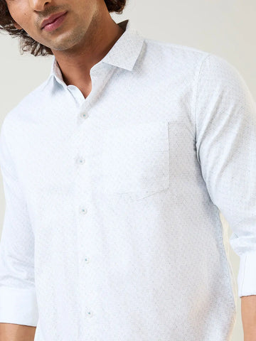 Teal Printed Regular Fit Shirt Tim Paris