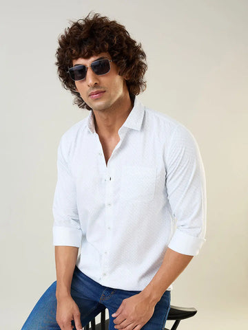 Teal Printed Regular Fit Shirt Tim Paris