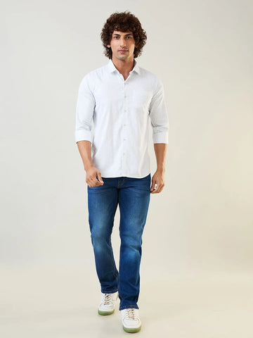 Teal Printed Regular Fit Shirt Tim Paris
