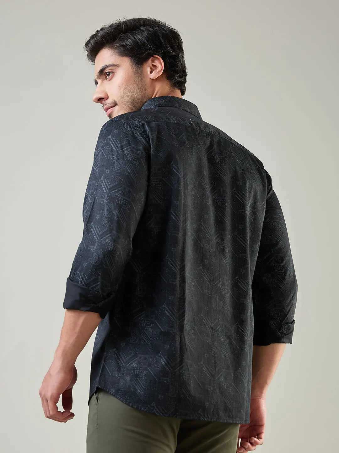 Black Printed Regular Fit Shirt TIM PARIS