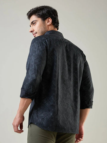 Black Printed Regular Fit Shirt TIM PARIS
