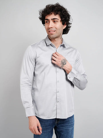 Light Grey Solid Regular Fit Shirt TIM PARIS