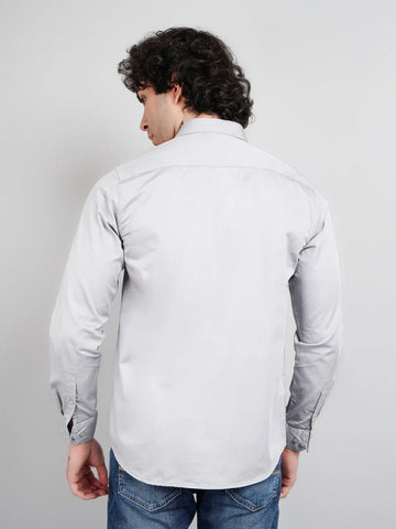 Light Grey Solid Regular Fit Shirt TIM PARIS