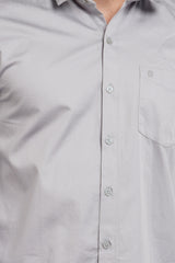 Light Grey Solid Regular Fit Shirt