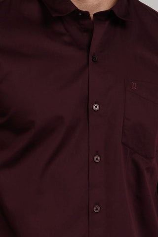 Maroon Solid Regular Fit Shirt Tim Paris