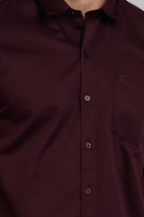Maroon Solid Regular Fit Shirt