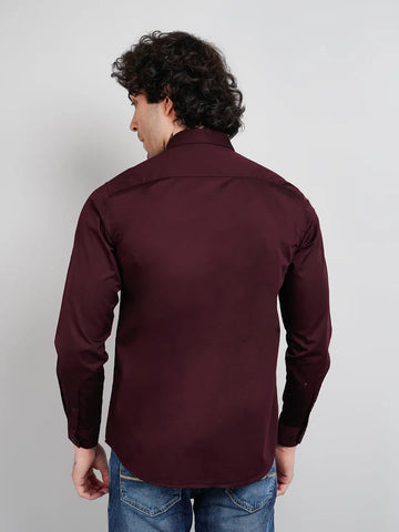 Maroon Solid Regular Fit Shirt Tim Paris