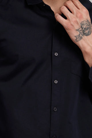 Navy Blue Solid Regular Fit Shirt TIM PARIS