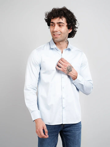 Sky Blue Solid Shirt for Men Tim Paris