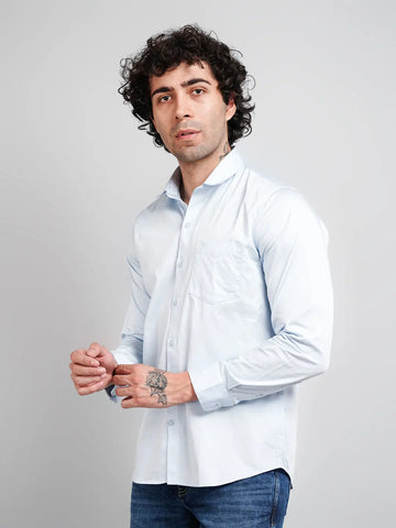 Sky Blue Solid Shirt for Men Tim Paris