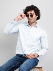 Sky Blue Solid Shirt for Men