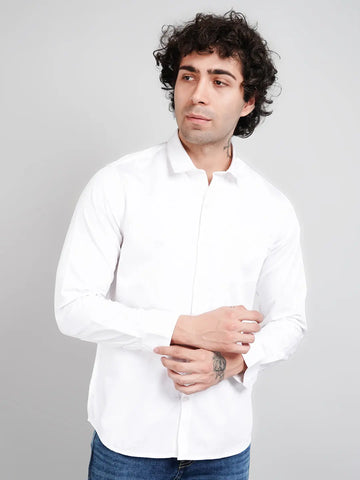White Solid Shirt for Men Tim Paris