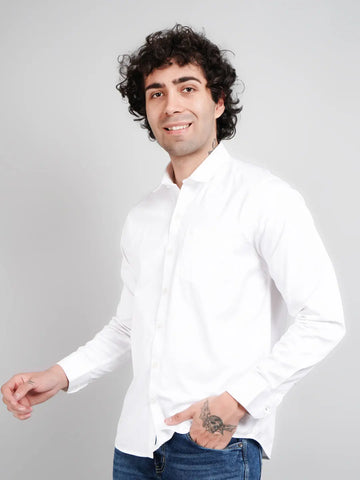White Solid Shirt for Men Tim Paris