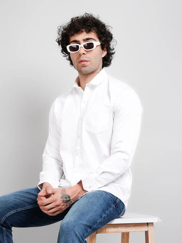 White Solid Shirt for Men Tim Paris
