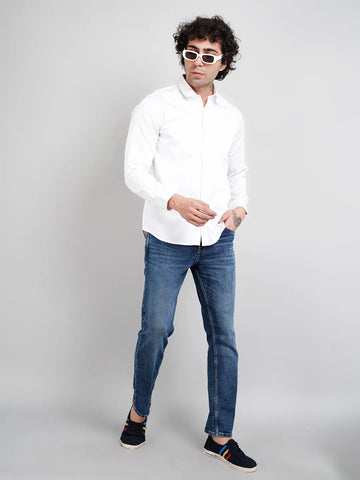 White Solid Shirt for Men Tim Paris