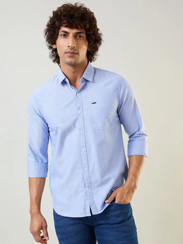 Royal Blue Solid Regular Fit Shirt TIM PARIS