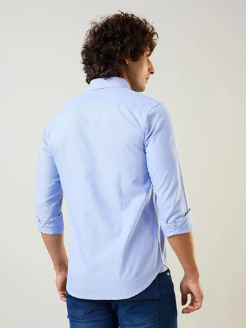 Royal Blue Solid Regular Fit Shirt TIM PARIS