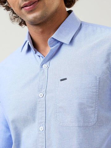 Royal Blue Solid Regular Fit Shirt TIM PARIS