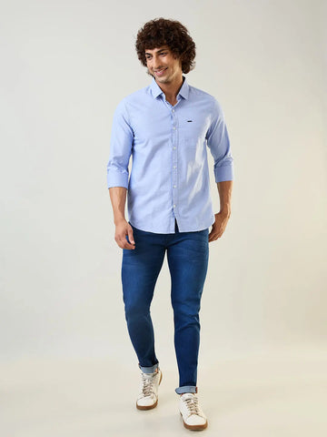 Royal Blue Solid Regular Fit Shirt TIM PARIS