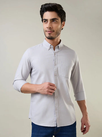 Grey Solid Regular Fit Shirt Tim Paris