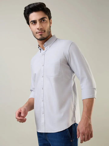 Grey Solid Regular Fit Shirt Tim Paris