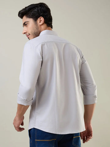 Grey Solid Regular Fit Shirt Tim Paris