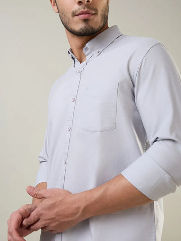Grey Solid Regular Fit Shirt Tim Paris