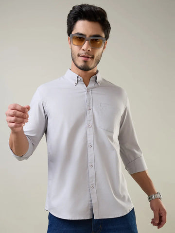Grey Solid Regular Fit Shirt Tim Paris