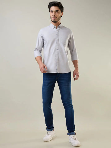 Grey Solid Regular Fit Shirt Tim Paris