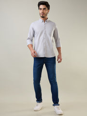 Grey Solid Regular Fit Shirt