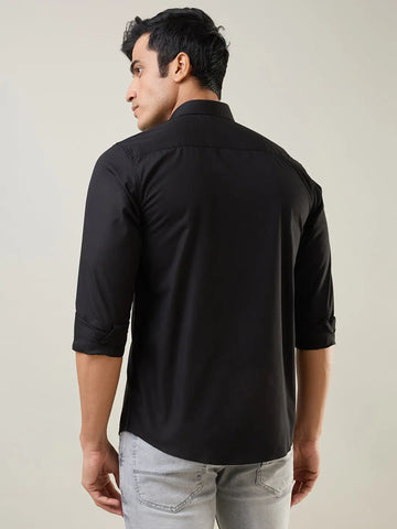 Black Solid Regular Fit Shirt TIM PARIS