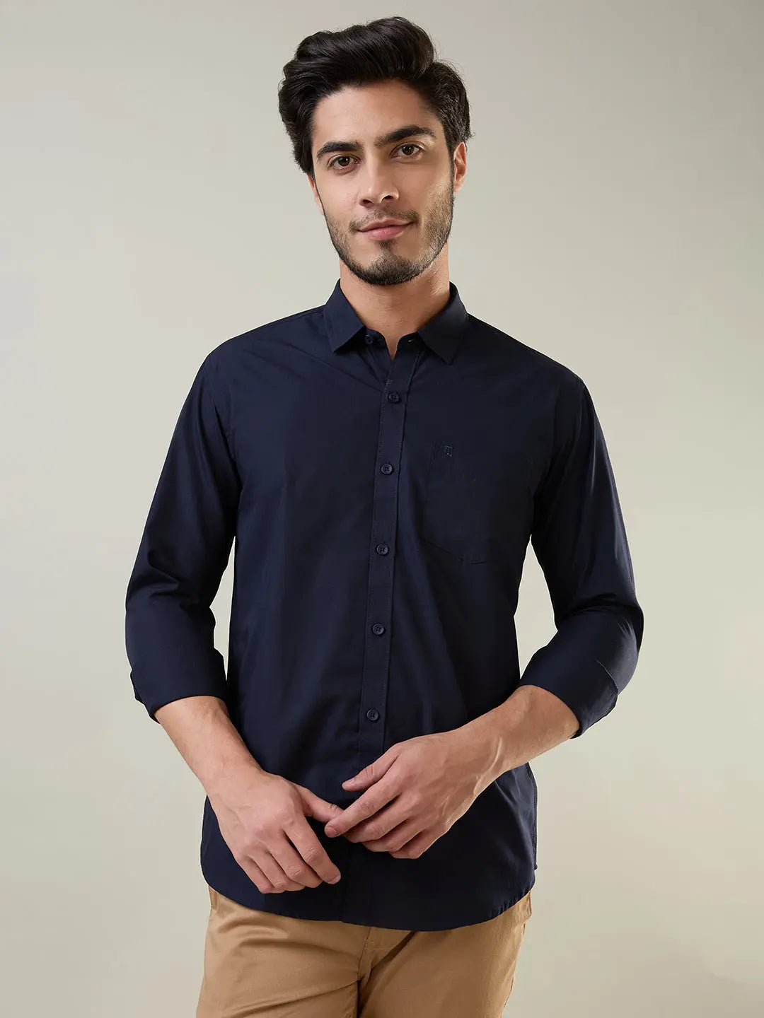 Navy Solid Regular Fit Shirt TIM PARIS