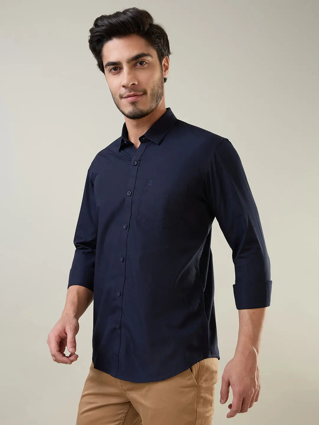 Navy Solid Regular Fit Shirt TIM PARIS