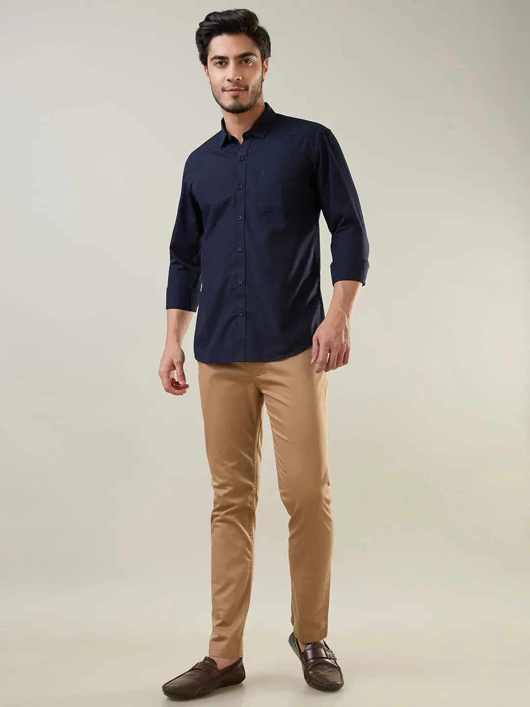 Navy Solid Regular Fit Shirt TIM PARIS