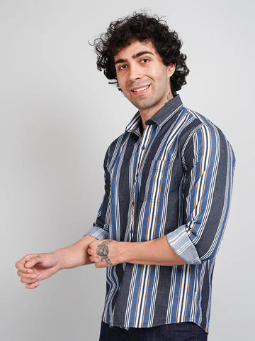 Yellow Stripe Regular Fit Shirt Tim Paris