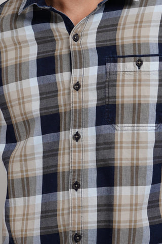 Beige checks shirts for men Tim Paris